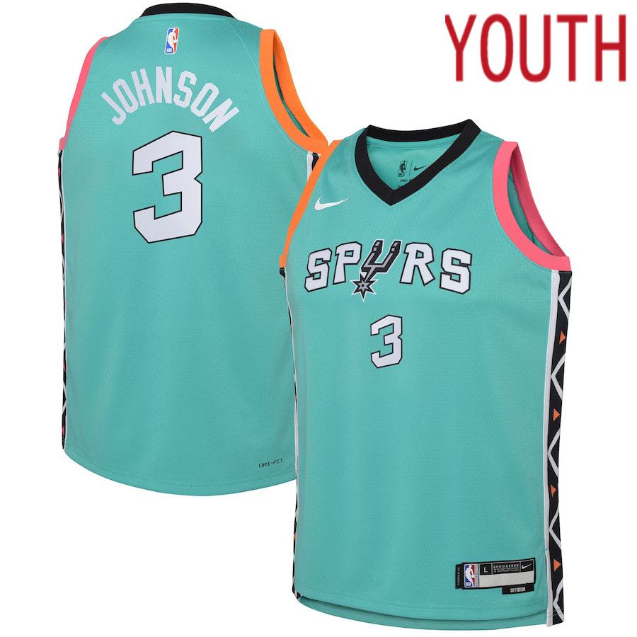 Youth San Antonio Spurs #3 Keldon Johnson Nike Green City Edition 2022-23 Swingman NBA Jersey